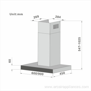 Touch Control Chimney T-shape Chimney Cooker Hood